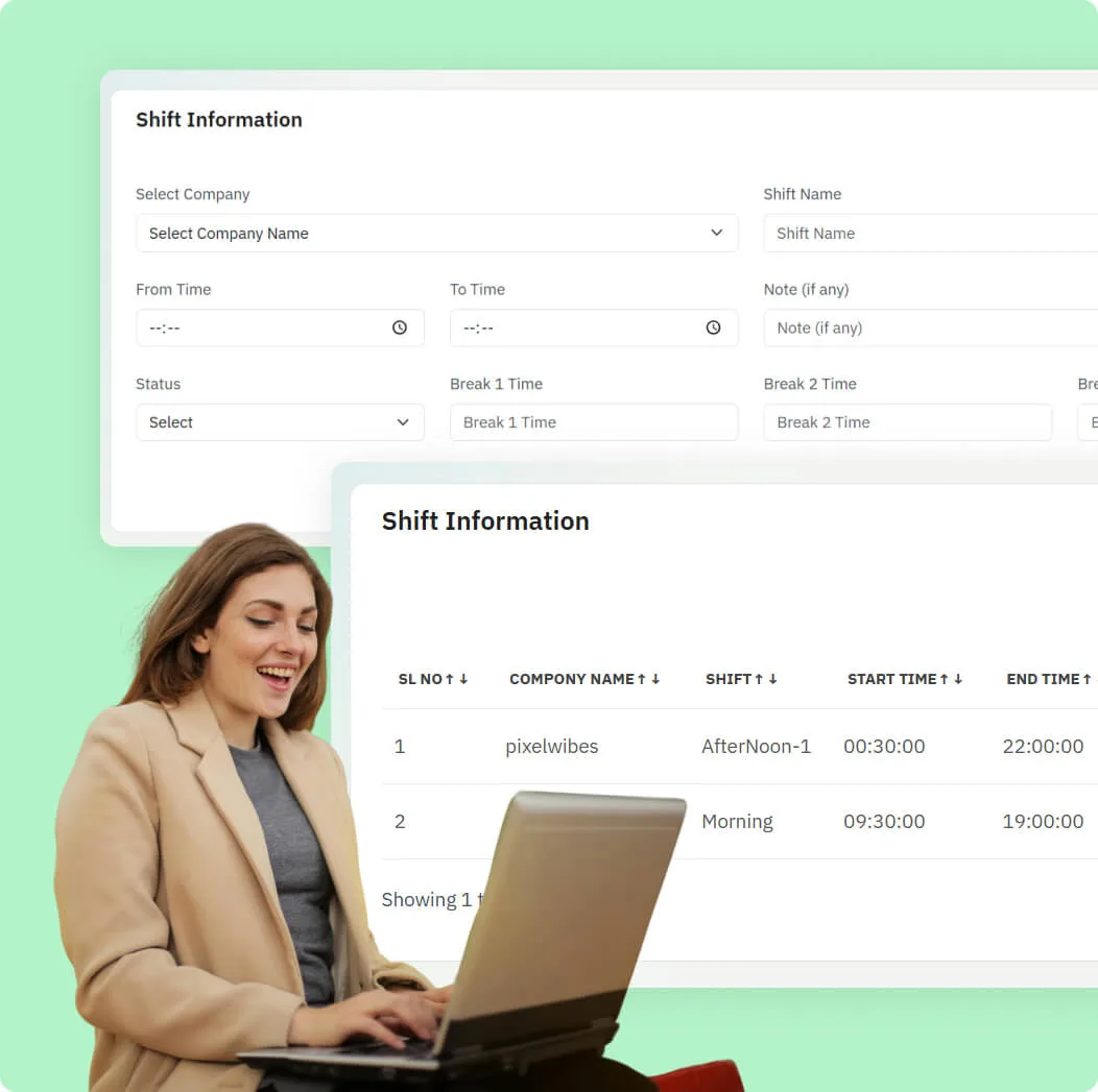 Shift schedule and attendance overview